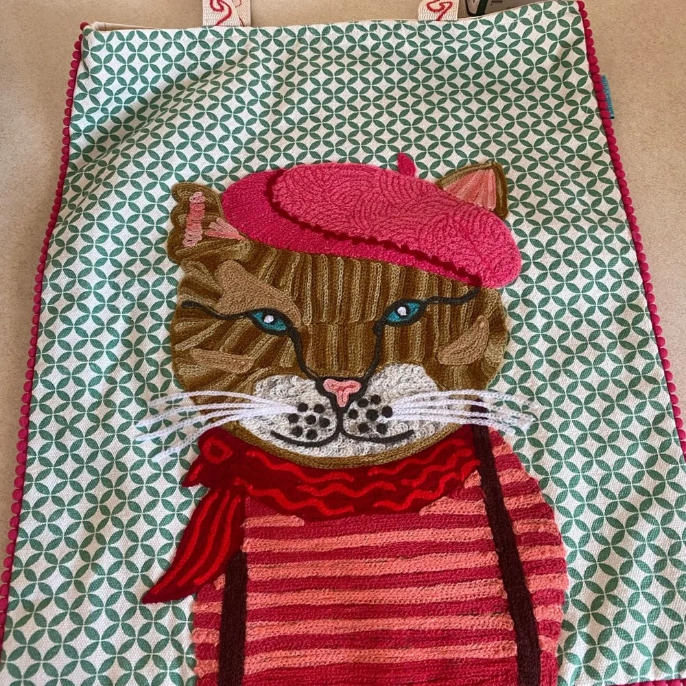 NWT cat embroidered bag